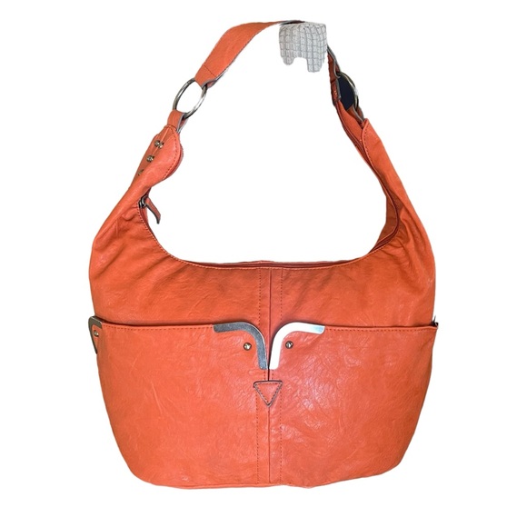 Bueno Handbags - Bueno Vegan Leather handbag zip top shoulder strap big front pockets lg interior